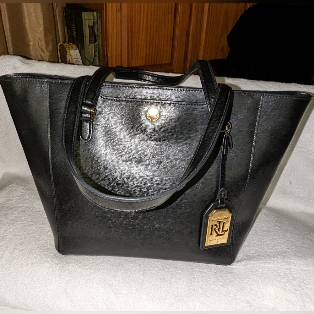 Lauren Ralph Lauren Newbury saffiano leather Halee II shopper tote.